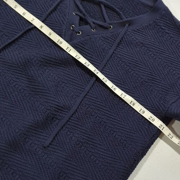 Athleta Womens Sweater Small Blue Sunset Lace Up 596425‎ - Picture 9 of 10